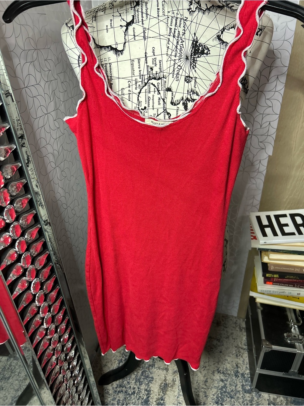 Women’s Red Ruffle-Trim Tank Dress